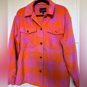 Hot pink and orange flannel